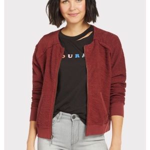 NWT Evereve Red Haute terry bomber jacket M